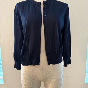 NWT Roberto Cavalli Midnight Blue Lace cardigan knit sweater. Size 42 USA 6